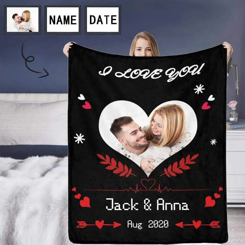 I Love You Custom Blanket Gift for Couples
