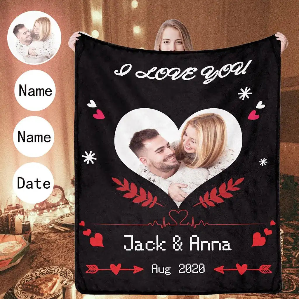 I Love You Custom Blanket Gift for Couples