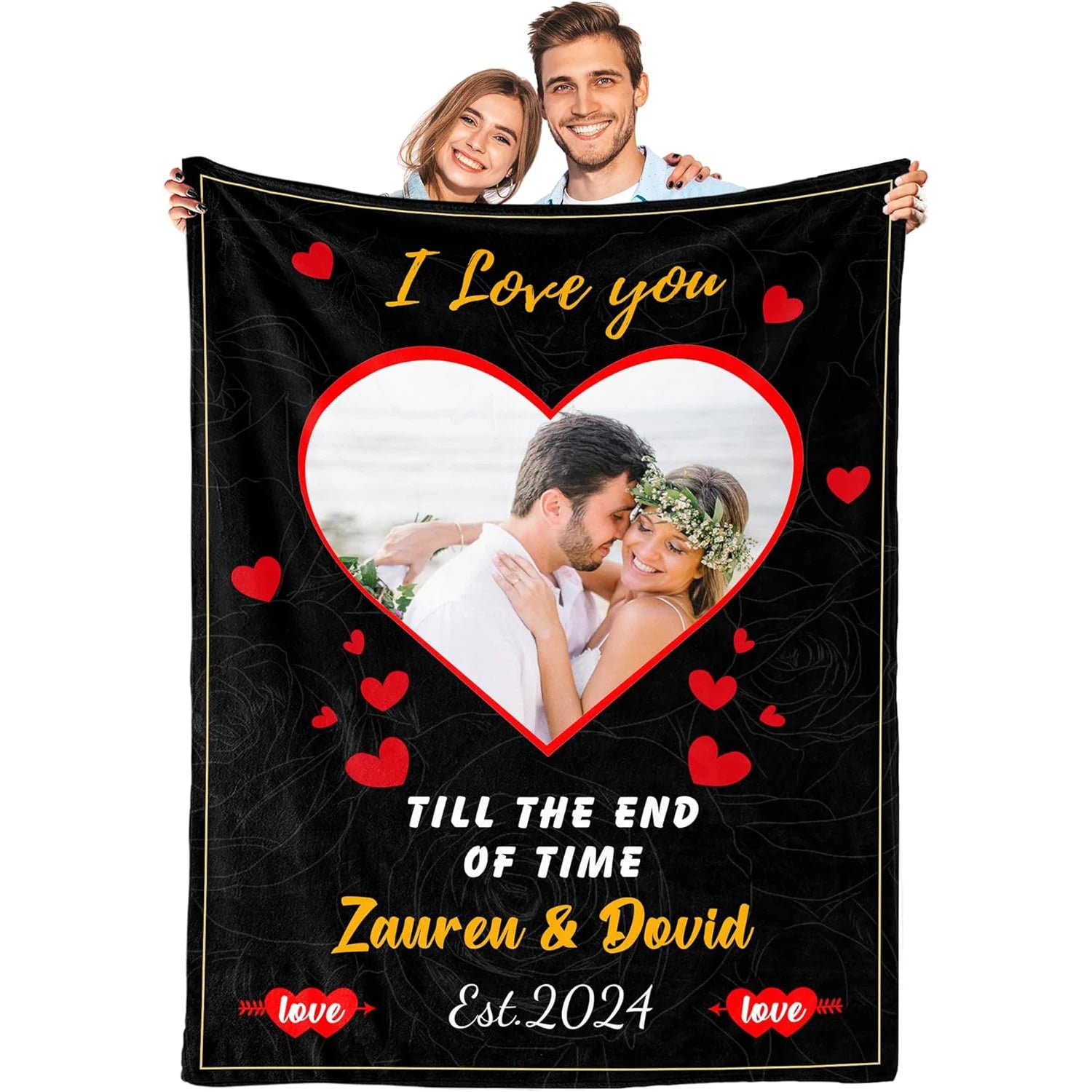 Romantic Photo & Name Keepsake Blanket