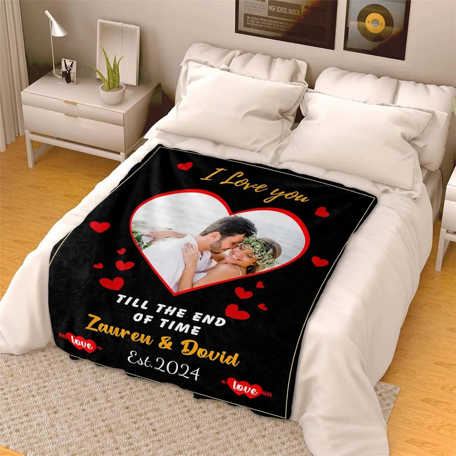 Romantic Photo & Name Keepsake Blanket