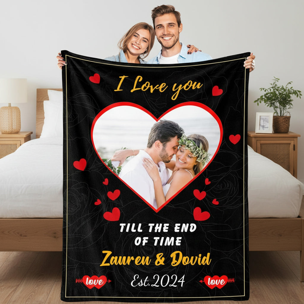 Romantic Photo & Name Keepsake Blanket