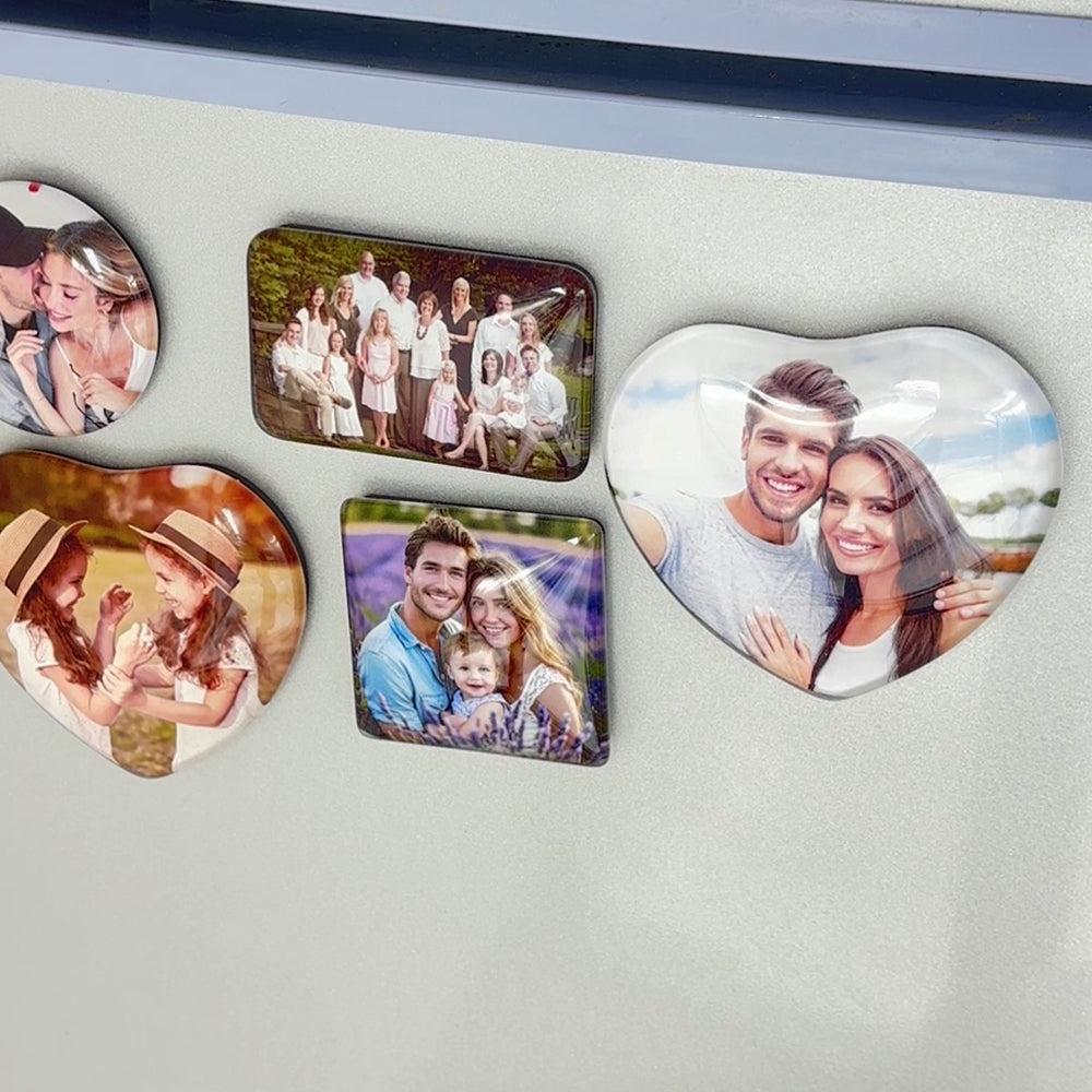 Personalized photo refrigerator magnets