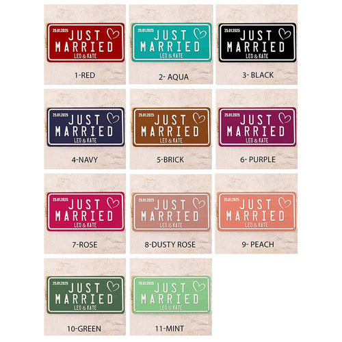 Custom "Just Married" Metal License Plate