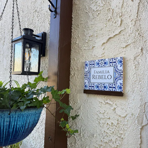 Personalized Portuguese Tile Family Sign: Blue Azulejo Ceramic Art