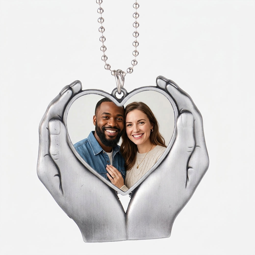 Custom 3D "Heart's Hold" Photo Car Charm Keychain