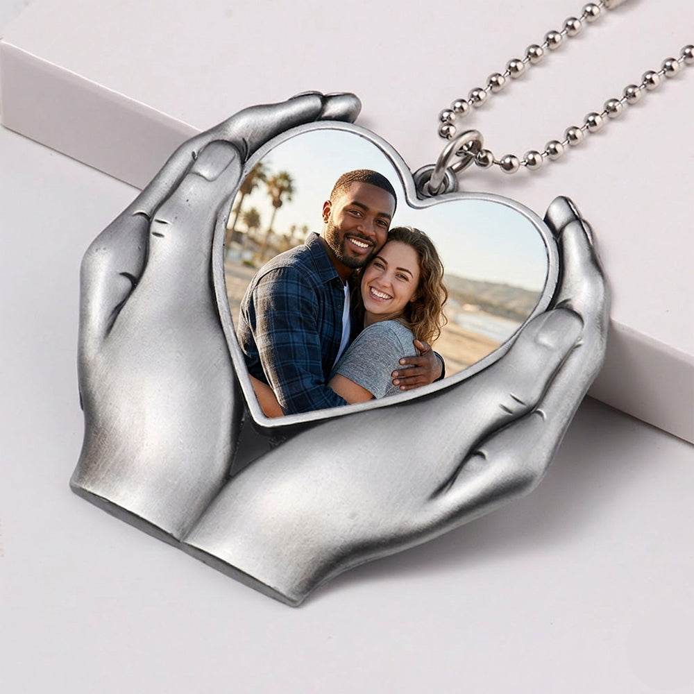 Custom 3D "Heart's Hold" Photo Car Charm Keychain