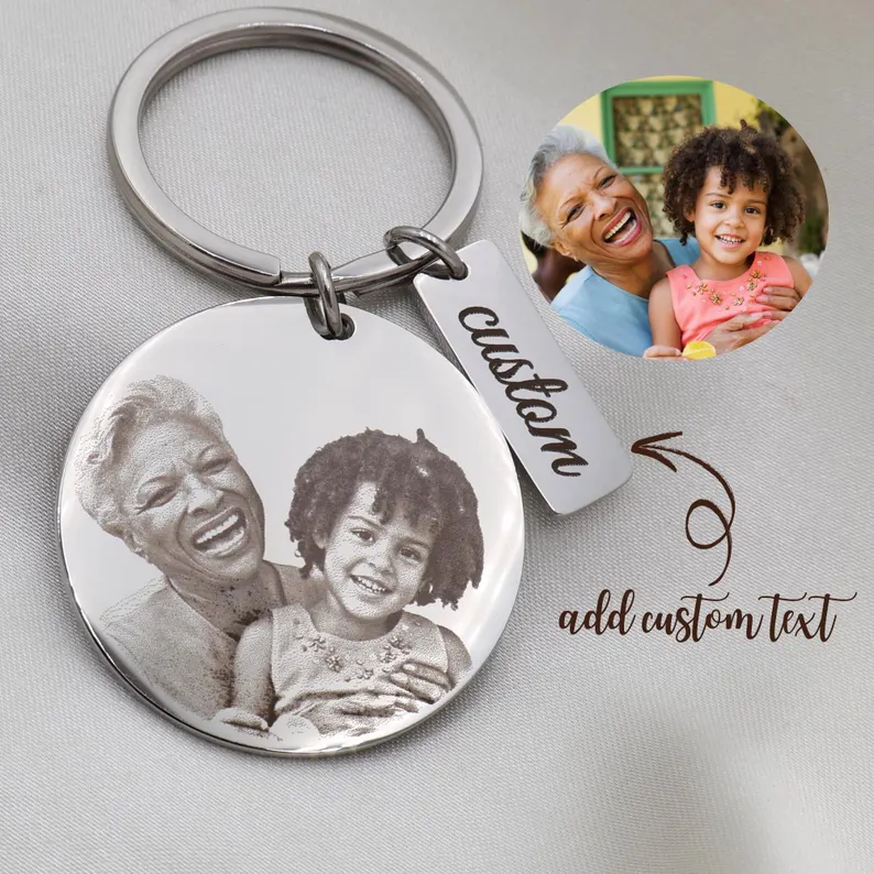 Custom Photo Engraved Stainless Steel Keyring