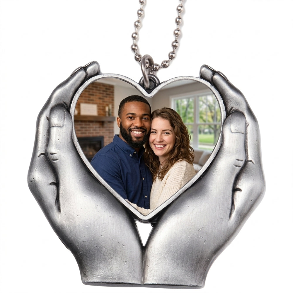 Custom 3D "Heart's Hold" Photo Car Charm Keychain
