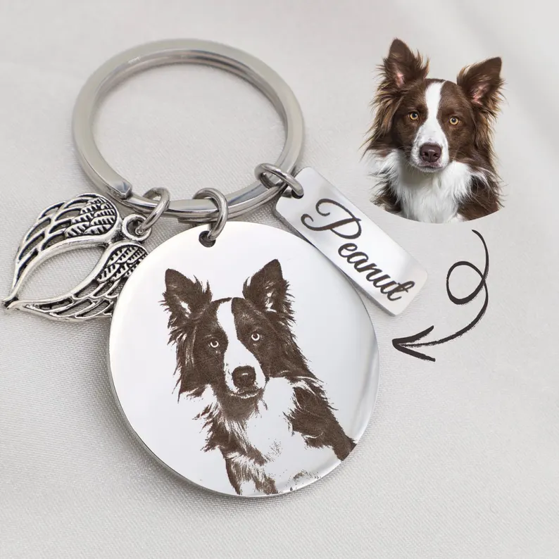 Custom Photo Engraved Stainless Steel Keyring