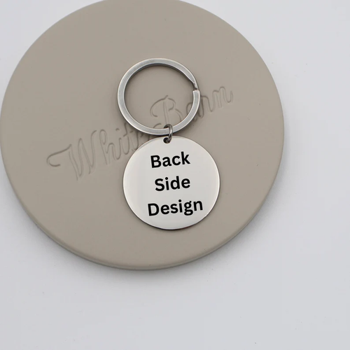 Both Side Personalized Stainless Steel Silver Keychain