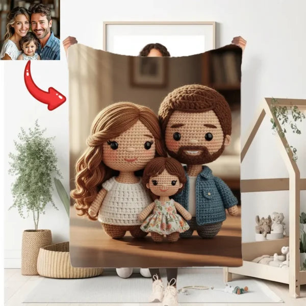 Custom Crochet – Style Couple Photo Flannel Blanket