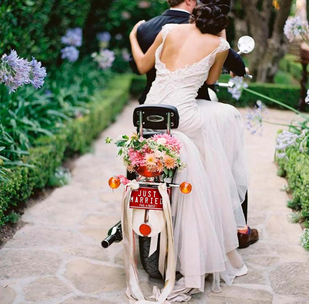 Custom "Just Married" Metal License Plate