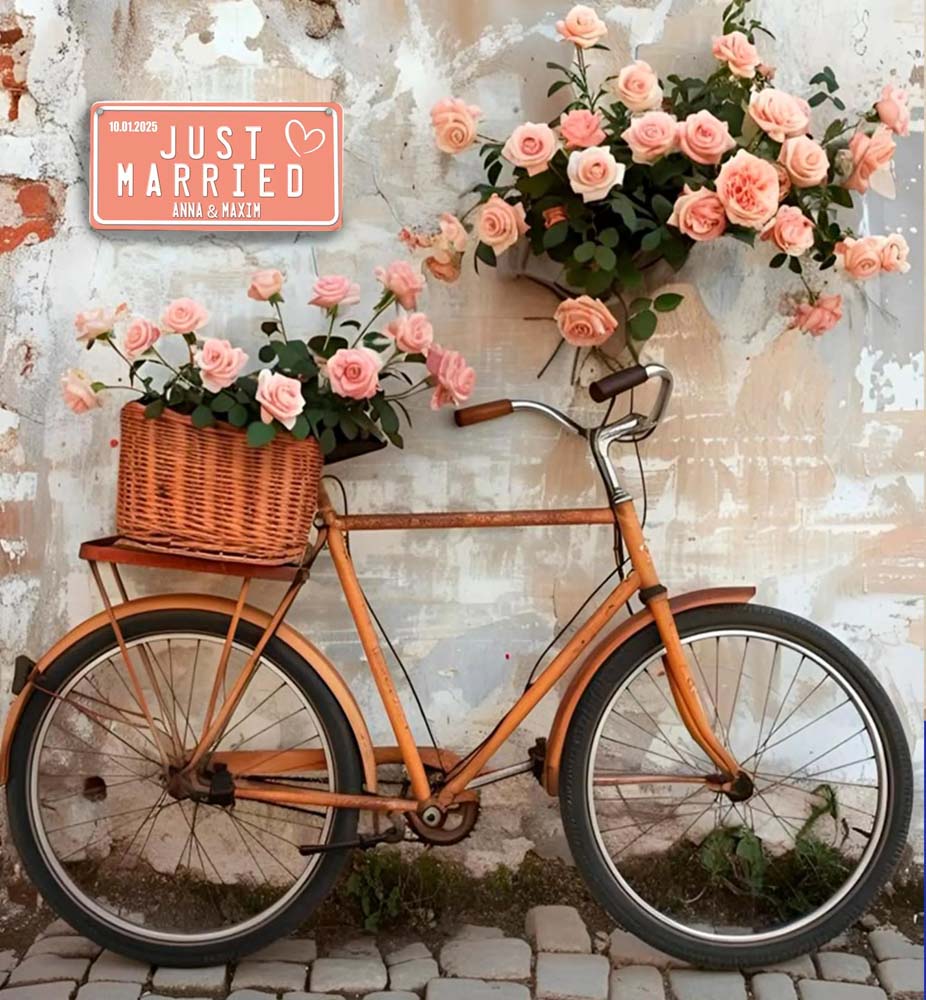 Custom "Just Married" Metal License Plate