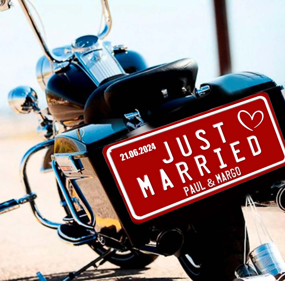 Custom "Just Married" Metal License Plate