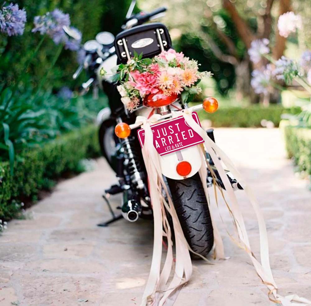 Custom "Just Married" Metal License Plate