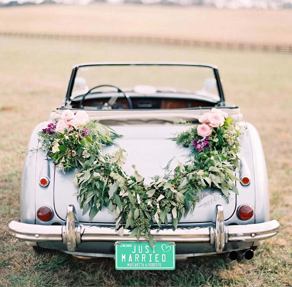 Custom "Just Married" Metal License Plate