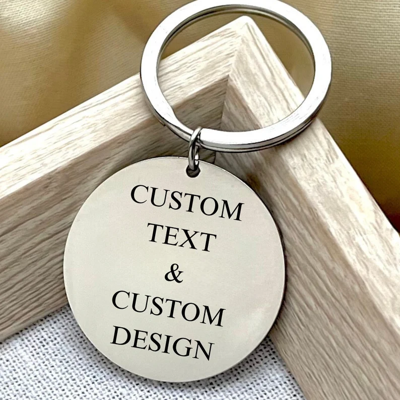 Both Side Personalized Stainless Steel Silver Keychain