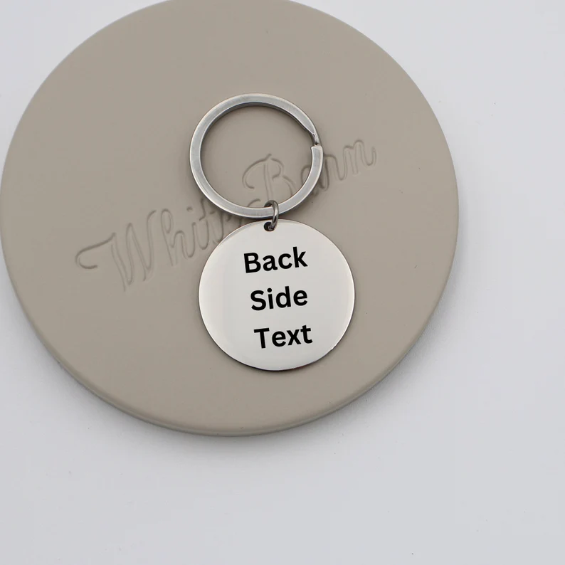 Both Side Personalized Stainless Steel Silver Keychain