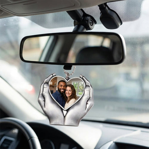 Custom 3D "Heart's Hold" Photo Car Charm Keychain