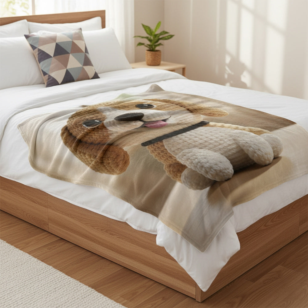 Custom Crochet – Style Couple Photo Flannel Blanket