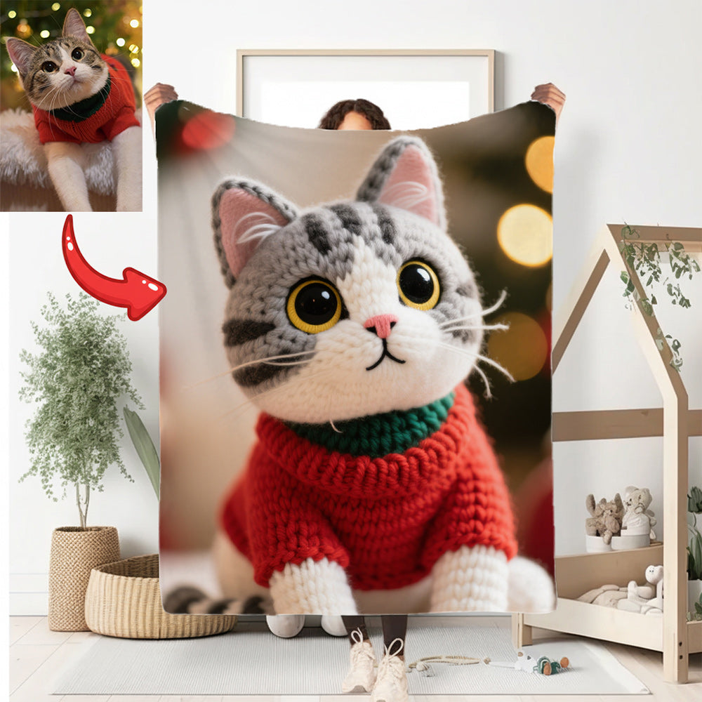 Custom Crochet – Style Couple Photo Flannel Blanket